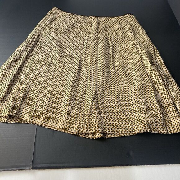 Nine West Brown Print Skirt 100% silk size 12 Women's Casual Workwear Zip - Picture 10 of 14